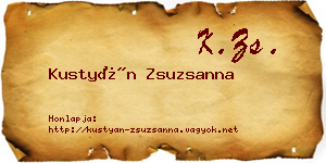 Kustyán Zsuzsanna névjegykártya